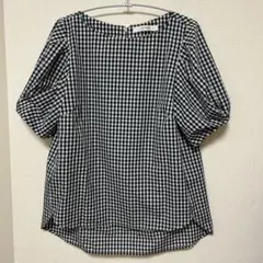 ギンガムチェック パフスリーブ ブラウス 半袖 Mのサムネイル