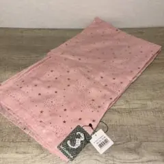 【未使用】サードコレクション　ストール　ピンク　星柄　ポリエステル　中国製