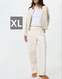 UNIQLO ユニクロ　タックワイドパンツ/コットン　白　XLサイズ