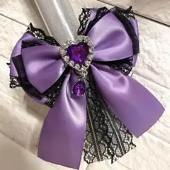 ①♡1キンブレリボン　ペンライトリボン　パープル×ブラックレース