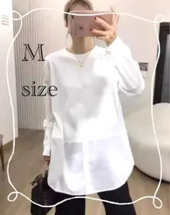 【最終お値下げ】切り替え　カットソー　シャツ　M ホワイト Tシャツ