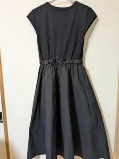 【美品】Ray BEAMS ブラックロングワンピース　ドッキング　黒