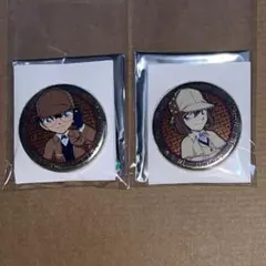 名探偵コナン　コナンプラザ限定　ホームズメタル缶バッジ　コナン＆哀