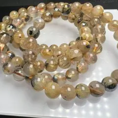 高品質 タイチンルチルクォーツ 7mm 1連分 ブレスレット2本セット