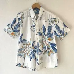 majun かりゆし ポッピングツリー ホワイト×ブルー Mサイズ