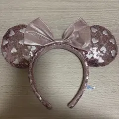 ディズニー カチューシャ ミニー スパンコール ハート リボン ピンク
