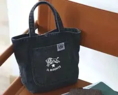 IL BISONTE キャンバス デニム生地トートバッグ ブラック