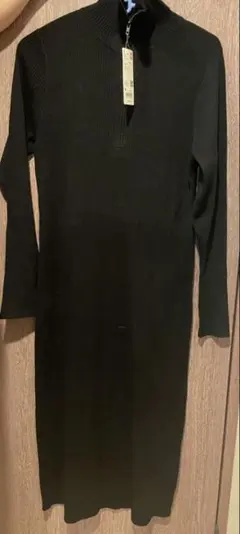 ハーフジップ ロングワンピース