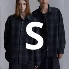 CLEL TRヘリンボーンチェックシャツ&ネクタイ Sサイズ ネイビー系1のサムネイル