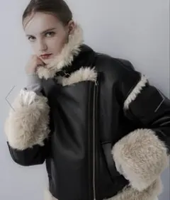 【美品】HARE フェイクムートンショートジャケット　ブラック