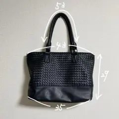 メンズ トートバッグ 編み込み ブラック　ノーブランドのサムネイル