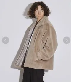 tk. TAKEO KIKUCHI ブルゾン ベージュ フェイクファー ジップ