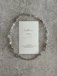 d938 silver×clear ビーズネックレス