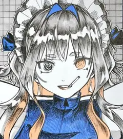 小色紙 手描きイラスト オリジナル やさぐれメイド No.33