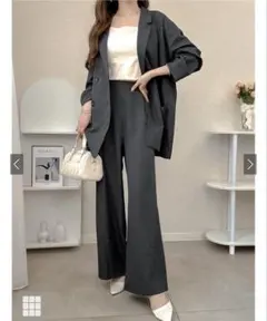 テーラードジャケットxワイドパンツセットアップ　cc114