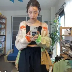 PAMM パム　気狂いのニットカーディガン ベージュ