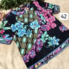 LLサイズ レオナール チュニック カットソー トリム 花 シルク 大きい
