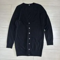無印良品ロングカーディガンMサイズブラック黒ウールシルク混上品Vネック