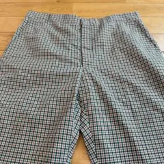 70sビンテージ！緑×茶チェックスラックス！春夏