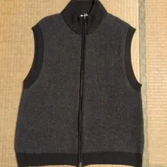 グレー ニットベスト ジップアップ
