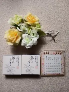 ♡茶のしずく悠香の石鹸60g2個＊花柄卓上ミニカレンダー付き