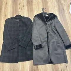 キ*ン様 【今月限定】チェック柄&ファー付ロングコート