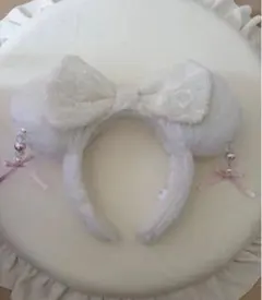 ディズニー ミニー イヤリング リボン カチューシャ 白