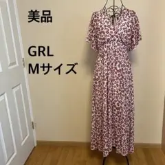 【美品】GRL/レディース/ワンピース/半袖/アイボリー/えんじ/花柄