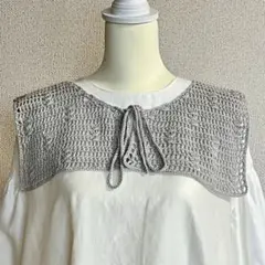 941)つけ襟　スクエア　ライトグレー(送料込み)