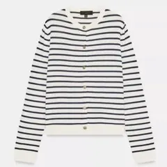 ZARA ボーダー柄 クルーネック カーディガン 長袖 金ボタンのサムネイル
