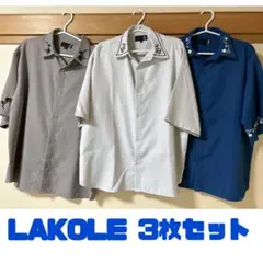 LAKOLE ラコレ メンズ フラワー刺繍シャツ 半袖 3枚のサムネイル