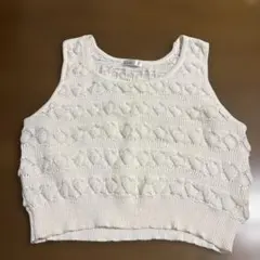 デザインニットベスト　ホワイト　Mサイズ