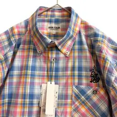 新品タグ付】シナコバ 半袖BDシャツ クレイジーパターン 黄 LLゆったり