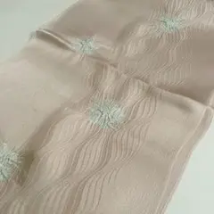 衿秀　正絹　帯揚げ 輪出し　地紋　絞り　灰桜　水色　日本製