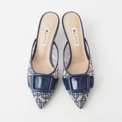 DIANA(ダイアナ) ミュールパンプス(ダークブルー生地)