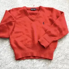 美品❣️Ralph Lauren 赤 Vネック セーター 100cm