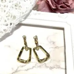 65 ピアス　ゴールド　ツーウェイ　フープピアス　リングピアス　金色 シンプル