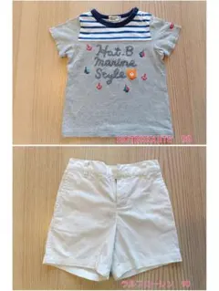 ホットビスケッツ　マリンTシャツ & ラルフローレン 半ズボン 白 90cm