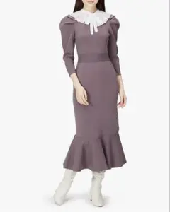 【新品・snidel】プリーツカラーニットワンピース SWNO214075