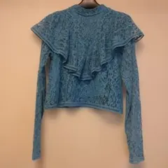 SLY 水色レース フリル長袖トップス