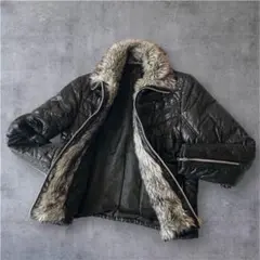 00s archive ファー光沢ライダースジャケット平成ギャル男ギミックy2k