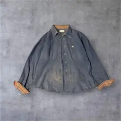 90s Burberrys デニムシャツ ノバチェック XXL 古着