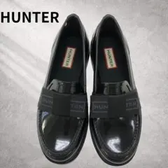 ハンター　極美品　ブラック　レインシューズ　ローファースタイル　天然ゴム完全防水