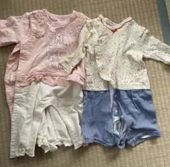 ロンパース・カバーオールセット（ピンク70cm・白60〜70cm）