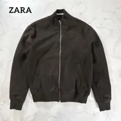 ザラ　MA-1風　ジップブルゾン　L カーキ　カジュアル　シンプル　防寒　リブ