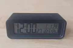 【デジタル置時計】 温度湿度計付き ブラック