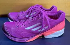 最終値下アディダスアディゼロランニングシューズ23.5㎝スニーカ紫軽量通気性