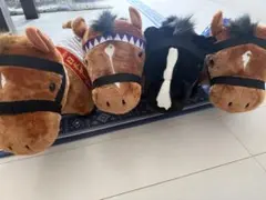 新品タグ付きくたっとGIGAサラブレッド 黒い馬 ぬいぐるみ 2頭セット