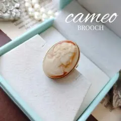 小さめ cameo カメオ ブローチ 貴婦人 横顔 楕円形 ヴィンテージ