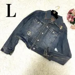 デニムジャケット Gジャン 平成ギャル y2k レース 00s L ダメージ